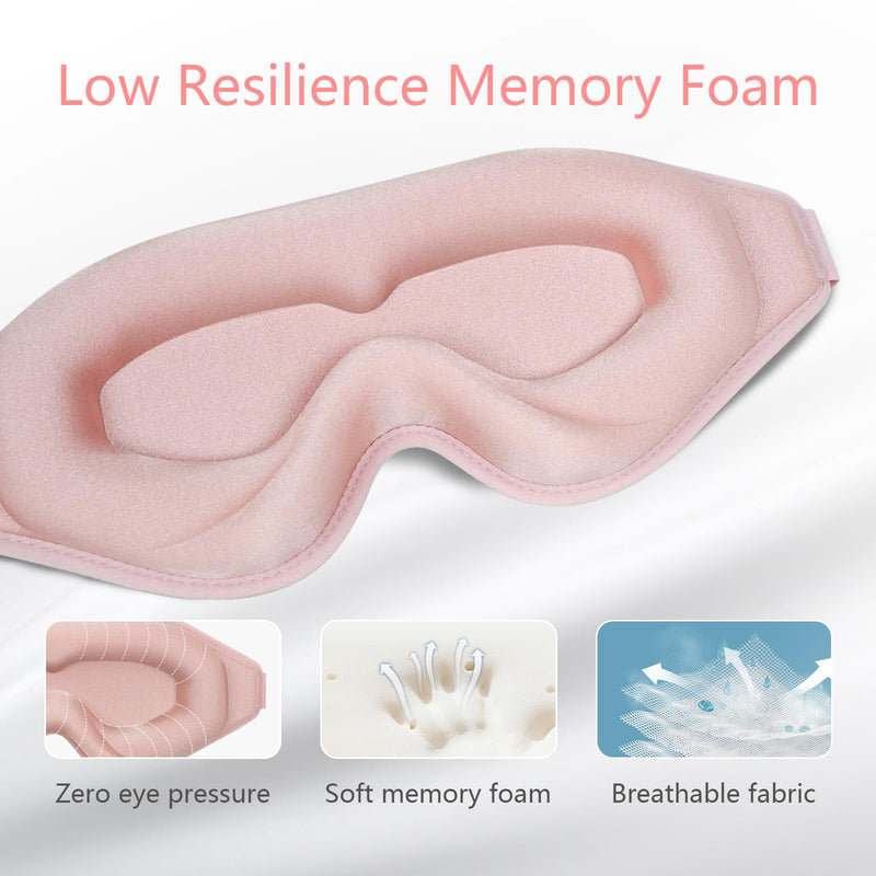 [Australia] - Sleep Mask 3D Eye Mask for Sleeping 100% Light Blocking Eye Covers with Adjustable Strap Night Blindfold for Women Memory Foam Pink 
