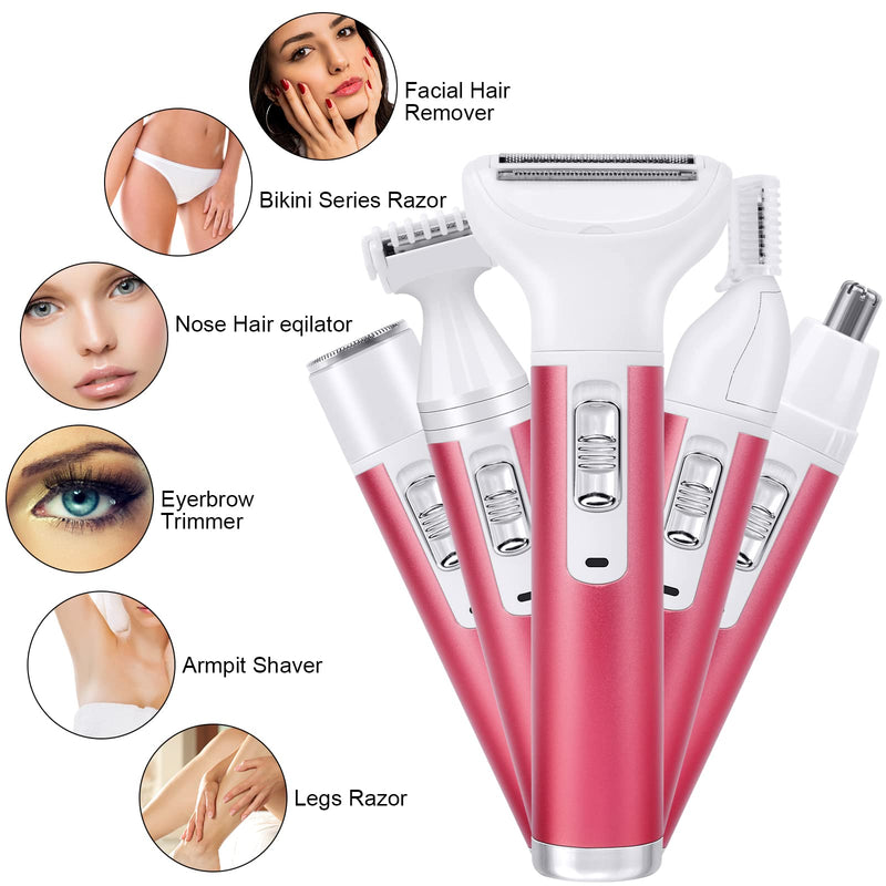 [Australia] - ACWOO Electric Shaver for Women, 5-in-1 Electric Women's Shaver, Women's Shaver for Women, Hair Trimmer for Face, Nose, Armpits, Intimate Area, Bikini Zone, USB Charging 