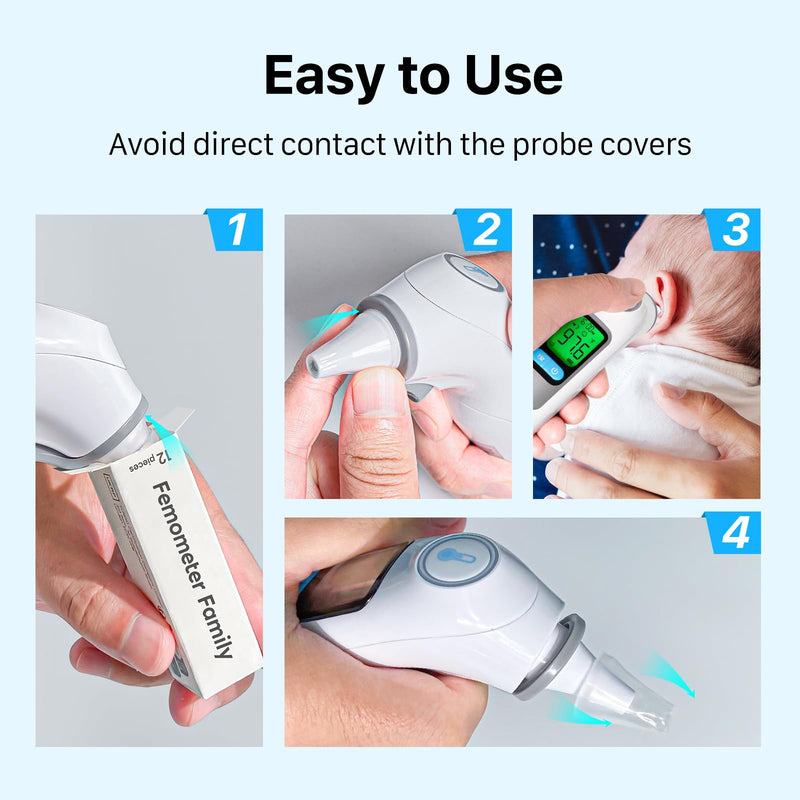 [Australia] - 96 Counts Ear Thermometer Probe Covers Refill Caps Lens Filters for Femometer Family 1015 Ear Thermometer, Disposable Covers for Digital Ear Thermometers 