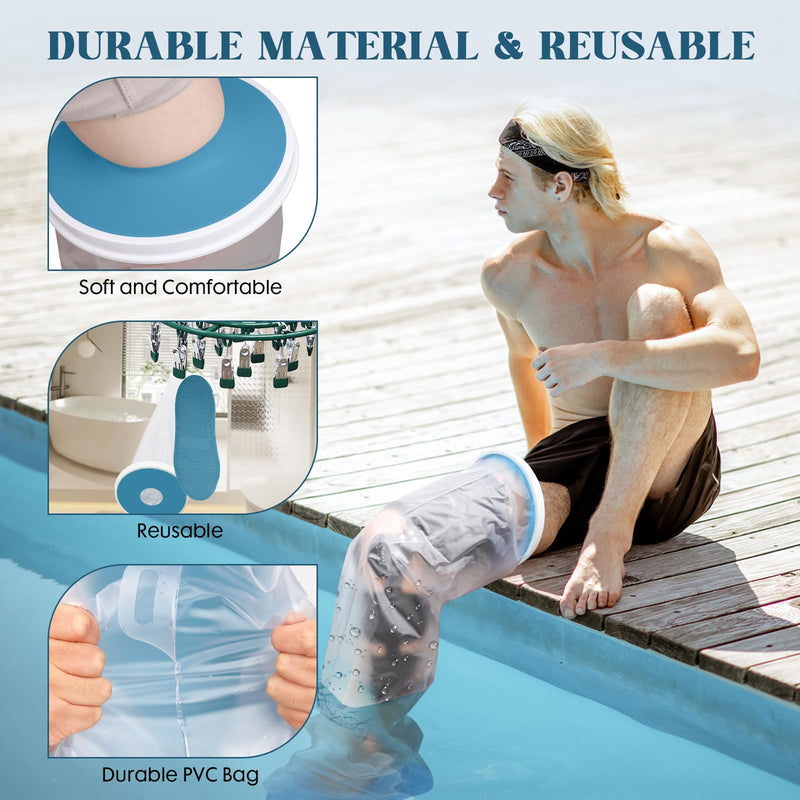 [Australia] - Waterproof Extra Wide Full Leg Cast Cover for Shower with Upgraded Non-Slip Bottom, Cast Protector for Shower after Leg Knee Surgeries, Large Cast, Knee Immobilizer/Brace, Walking Boots,Reusable New-Extra Wide Full Leg 