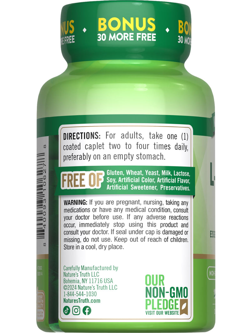 [Australia] - Nature's Truth L-Lysine 500mg | 130 Caplets | Free Form | Essential Amino Acid | Non-GMO & Gluten Free Supplement 