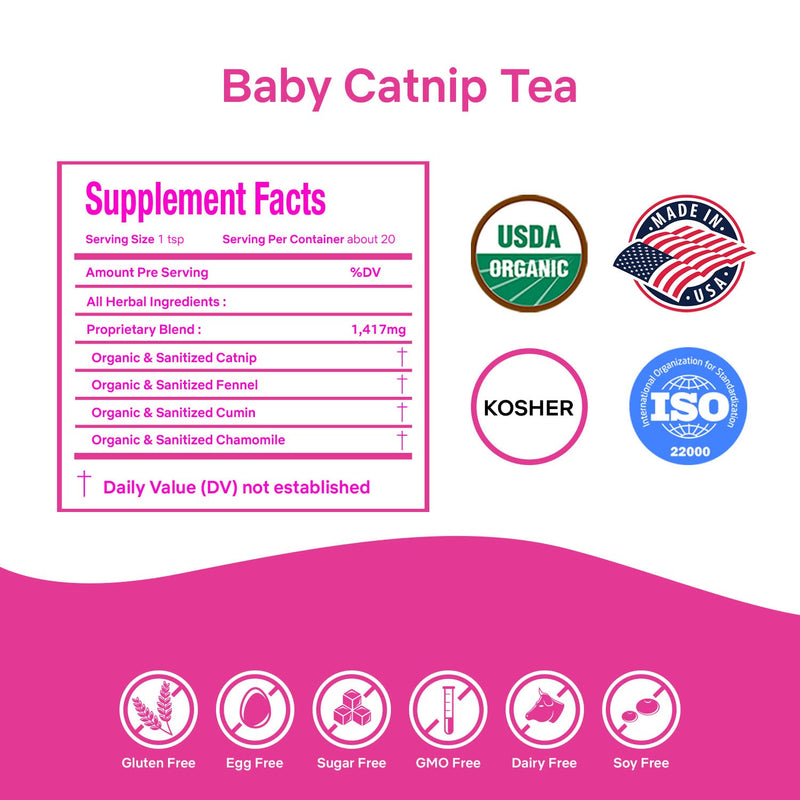 [Australia] - Secrets Of Tea Catnip Colic Tea Colic Reliever, Gas, Acid Reflux Relief - Natural USDA Organic Caffeine Free Herbal Colic Tea for Babies and Newborns - 20 Count(1 Pack) 