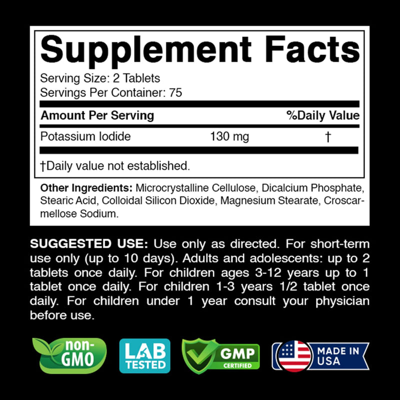[Australia] - Potassium Iodide Dietary Supplement 130 mg per Serving - 150 Tablets (1 Bottle) 1 Bottle 