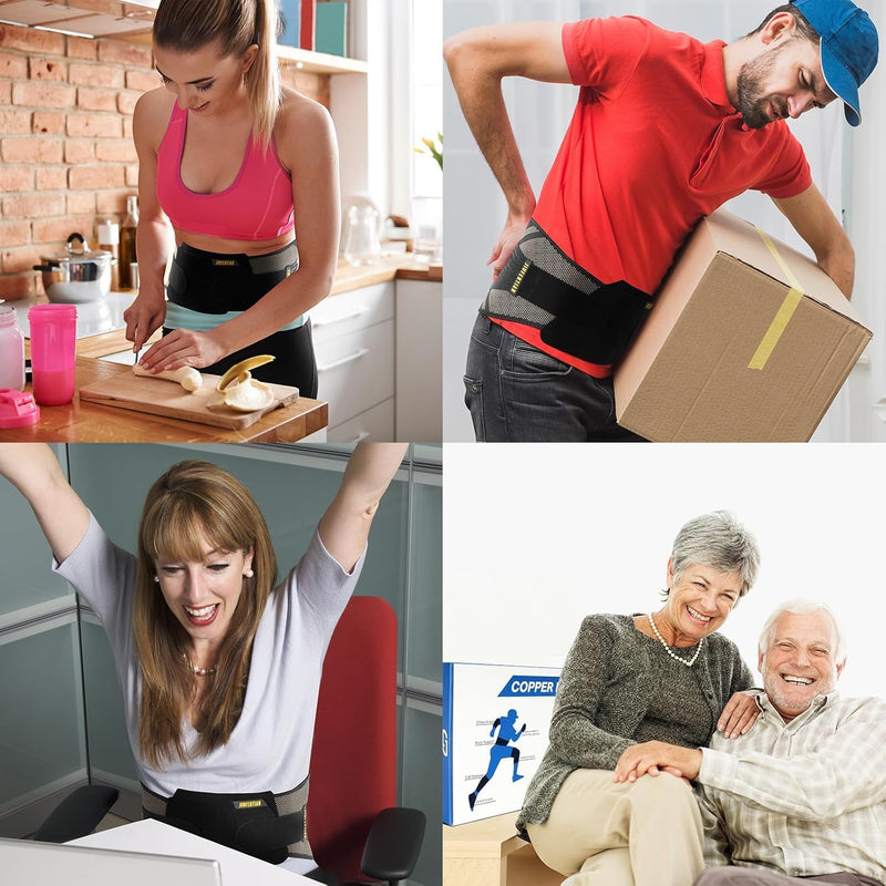 [Australia] - JIUFENTIAN Copper Back Braces for Lower Back Pain with Support System - Lower Back Brace for Herniated Disc,Lumbar supports for Sciatica, Scoliosis,Heavy Lifting and Work(Large) Copper Nylon Large 
