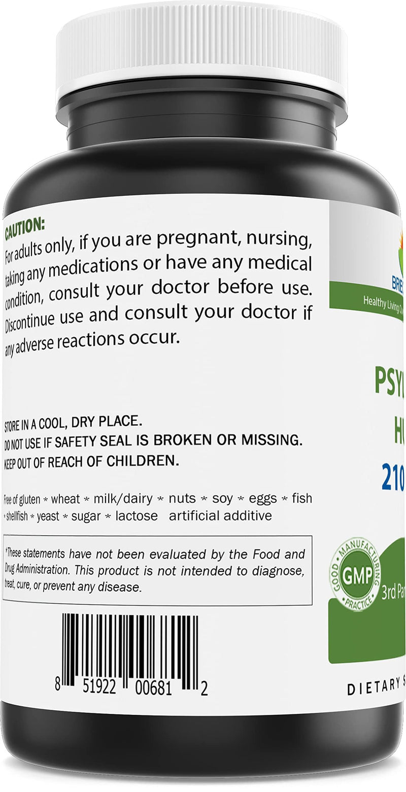 [Australia] - Brieofood Psyllium Husk Fiber Supplement with Lactobaciilus Acidophillus (La-14) - 2100mg per Serving - 250 Capsules - Helps Support Digestion, INTESTINAL Health & Regularity 