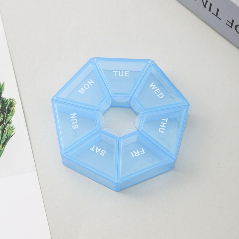 INVODA Weekly Pill Organizer Daily Medicine Case 7 Day Pill Box Organizer for Vitamin Fish Oil Pills Supplements Arthritis Friendly (Blue) Blue