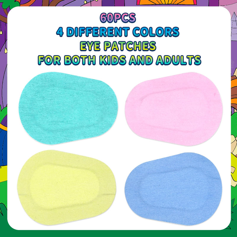 Colorful Adhesive Eye Patches Pads 2 Boxes/40 Pcs Bandages Breathable Lazy Eye Patch 4 Styles Eye Patches for Kids and Adults