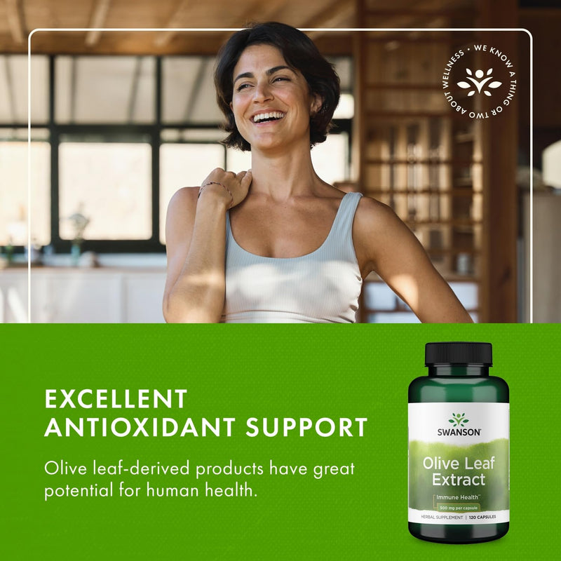 [Australia] - Swanson Olive Leaf Extract Capsules with 20% Oleuropein - (120 Capsules, 500mg Each) 2 Bottles 