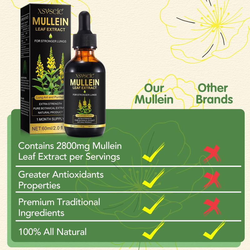 [Australia] - Mullein Leaf Extract, Mullein Leaf Drops, Mullein Drops For Lungs, Natural Mullein Extract, Supports lung cleansing and respiratory function for healthy breathing (1) 1 