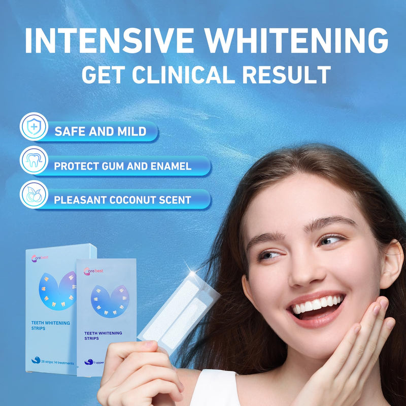 [Australia] - Teeth Whitening Strips-Professional White Strips for Sensitive Teeth Whitening Kit,Enamel Safe Coconut Whitener Strip for Teeth Whitening,Effective for Teeth Stains Remove（28 strips） 