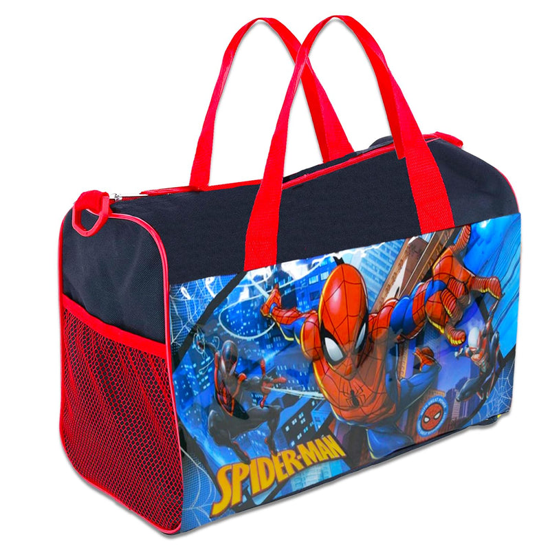 Spiderman Travel Bags for Kids - Bundle with Spiderman Duffle Bag, Spidey Bag, Water Bottle, Stickers, More | Spiderman Bag Set