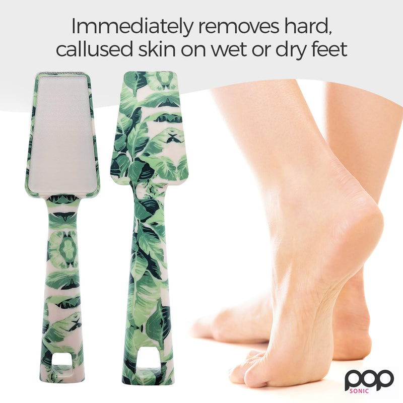 Pop Sonic Nano Glass Foot File (1 Unit) | Foot Callous Removal for Smooth, Soft Feet | Foot Scraper for Dead Skin Remover | Perfect Pedicure Tools at Home or Salon Use (Tropical Palm) Tropical Palm