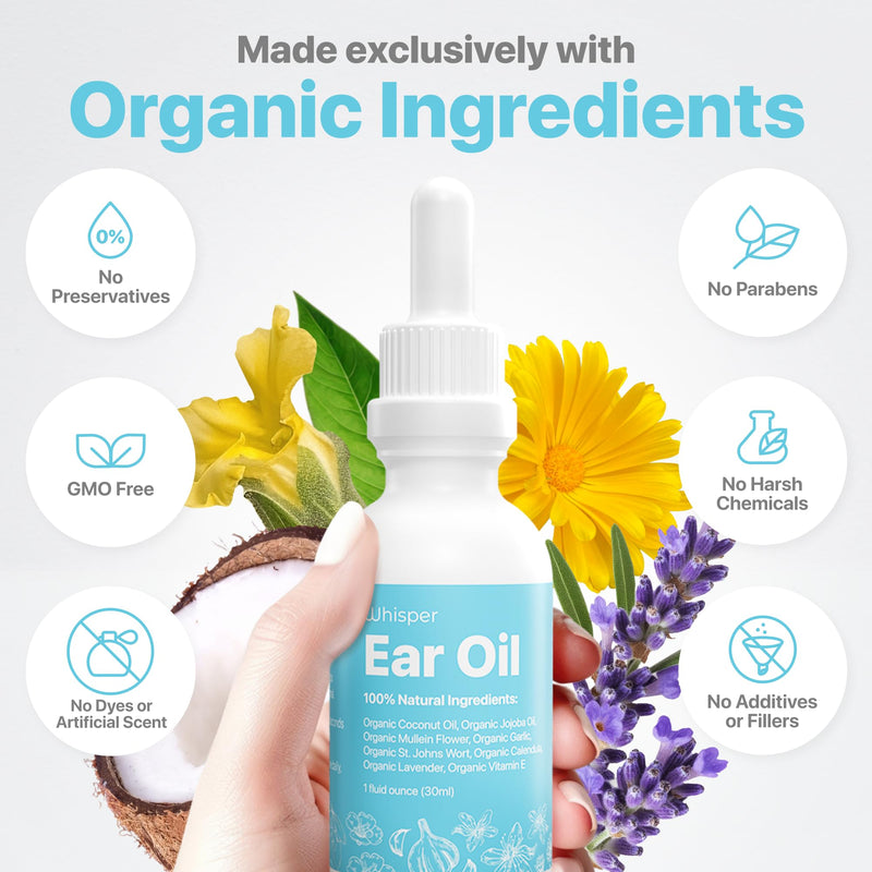 [Australia] - Ear Oil Drops | Garlic Mullein Ear Drops for Clogged Ears, Ear Infection, Ear Wax Removal Drops, Itchy Ears & Earache Drops | Swimmers Ear Drops For Swimmers | Sweet Oil For Ears | Ear Tinnitus Relief 