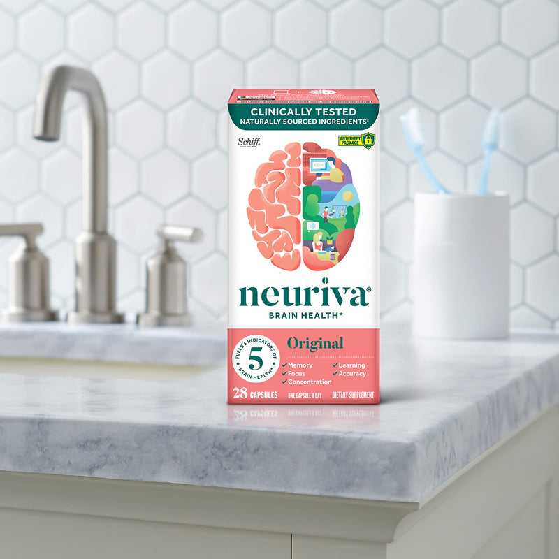 [Australia] - NEURIVA Original Decaffeinated Clinically Tested Nootropic Brain Supplement for Memory, Focus & Concentration, NeuroFactor & Phosphatidylserine, 28ct Capsules 