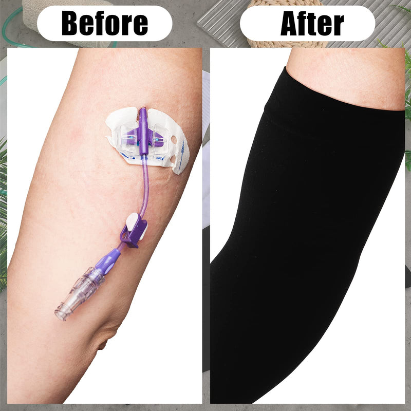 [Australia] - Boao 4 Pcs Picc Line Sleeve Cover for Upper Arm Medical Thin Compression Elastic Breathable Nursing Sleeve for Women Men(Black and White) Black and White 
