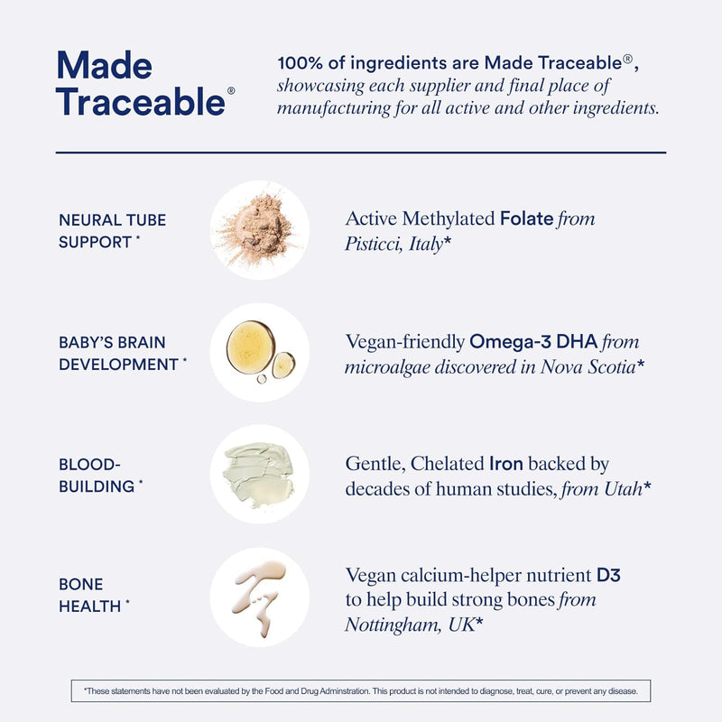 [Australia] - Ritual Essential for Women Prenatal Multivitamin: Folate & Choline for Neural Tube Support, Omega-3 DHA for Fetal Brain Development, Iron, Calcium-Helper D3 & K2, Non-GMO, Vegan, Citrus, 30 Days 