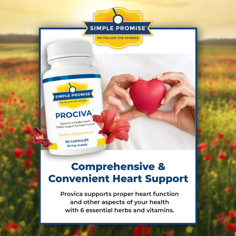 [Australia] - Simple Promise Prociva - Arjuna Bark Extract Heart Health Supplement with Folic Acid, Vitamin D & Magnesium - Herbal Blood Pressure Support & Healthy Heart Maintenance for Men & Women - 60 Capsules 