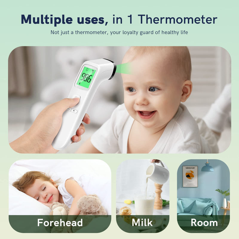 [Australia] - No-Touch Thermometer for Adults and Kids, Fast Accurate Digital Thermometer with Fever Alarm & Silent Mode, FSA HSA Eligible, Easy-to-use, Forehead Thermometer for Babies, Kids & Elderly LCD-White 