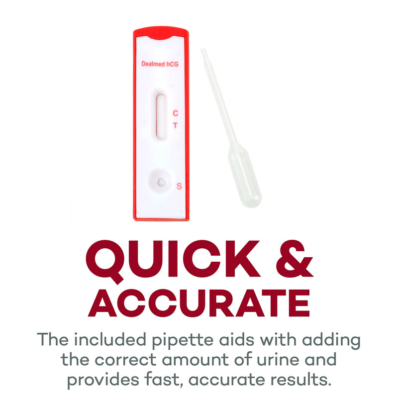 Dealmed HCG Urine Cassette Pregnancy Test - Early Detection - 25 Count | Individually Wrapped Units, Disposable Pipettes Included, 3 Step Process, Results In 3-5 Minutes, Expiration Date Printed 25 Count (Pack of 1)
