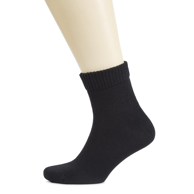 [Australia] - Hugh Ugoli Men's Cotton Diabetic Ankle Socks, Wide, Thin, Loose Fit and Stretchy, Seamless Toe & Non Binding Top, 4 Pairs 11-13 01- Black (4 Pairs) 