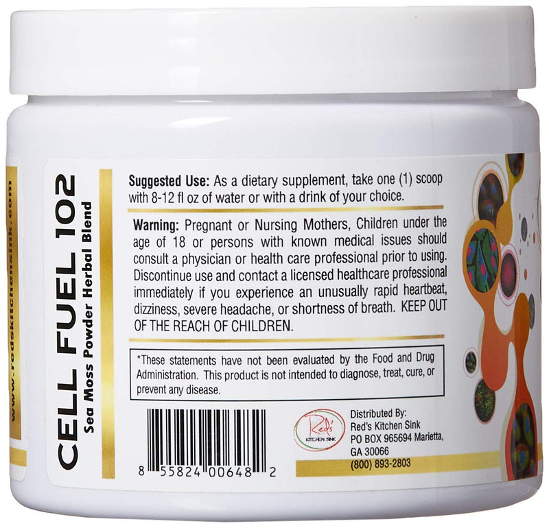 [Australia] - Red's Kitchen Sink Cell Fuel 102: Sea Moss Powder | Organic Sea Moss, Bladderwrack & Burdock Root Herbal Blend - Dr. Sebi Inspired, Organic, 100% Natural - (7oz) 