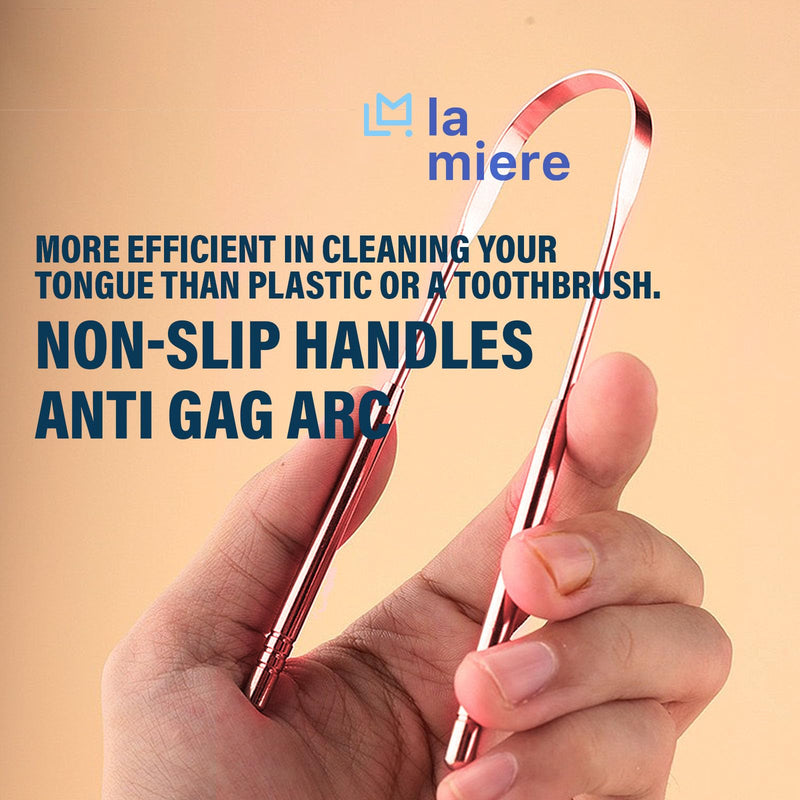 [Australia] - Pure Rose Gold Tongue Scraper for Adults - Oral Care & Hygiene Natural Tongue Cleaner for Fresher Breath - Tongue Scraper with Natural Cotton Bag (2 Piece/Pack) 