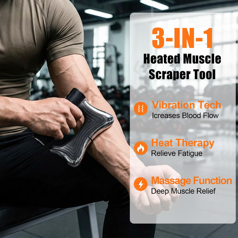 Sculptwave Full Body Contouring Device,Electric Fascia Knife Massager Heating and Vibration, Muscle Scraper Tool, Body Gua Sha Massage Tool,Fascia Tool Massage Tools for Deep Tissue(Black)