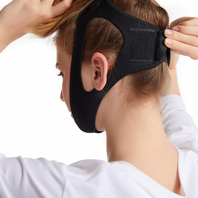 [Australia] - Anti Snoring Chin Strap，Chin Lipo Compression Garment，Post Surgical Chin Strap，Anti Snoring Devices Chin Strap for Men&Women(Black) Black 