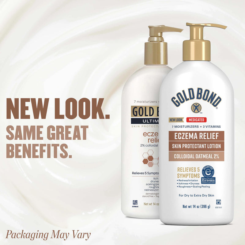 Gold Bond Medicated Eczema Relief Skin Protectant Lotion, 14 oz | Relieves 5 symptoms related to eczema, Accepted by National Eczema Association, steroid-free 14 Ounce