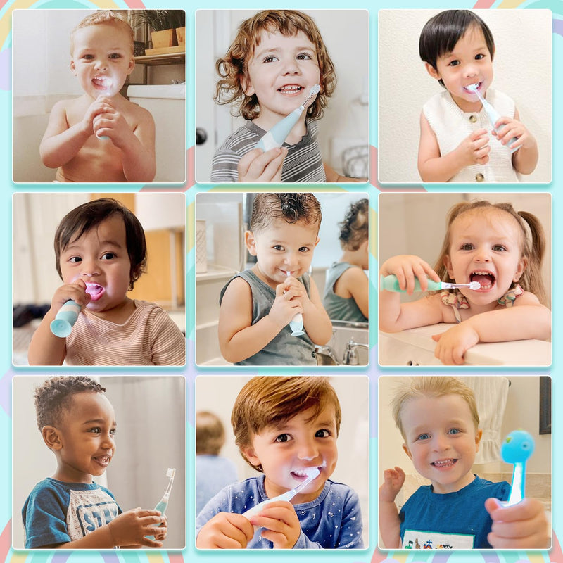 [Australia] - Papablic Toddler Sonic Electric Toothbrush for Ages 1-3 Years, Baby Electric Toothbrush with Cute Dino Cover and Smart LED Timer, 4 Brush Heads (Debby) 4 Brush Heads Debby 
