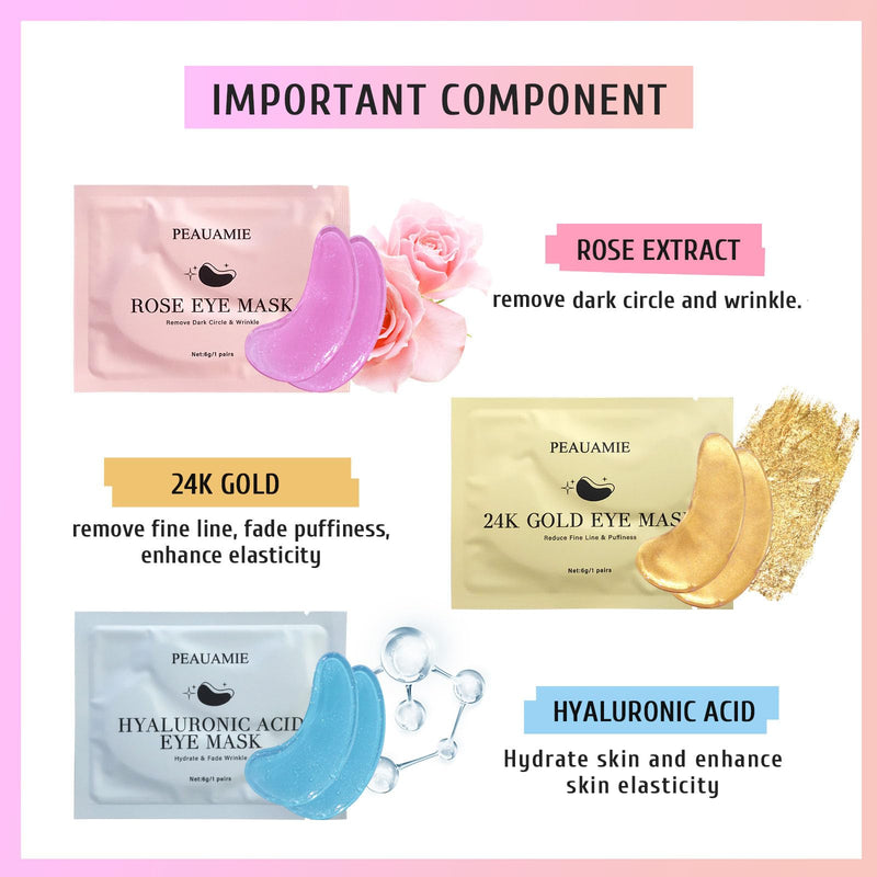 [Australia] - Under Eye Patches (30 Pairs) Gold Eye Mask and Hyaluronic Acid Eye Patches for puffy eyes,Rose Eye Masks for Dark Circles and Puffiness under eye skin care Smooth Wrinkles products 