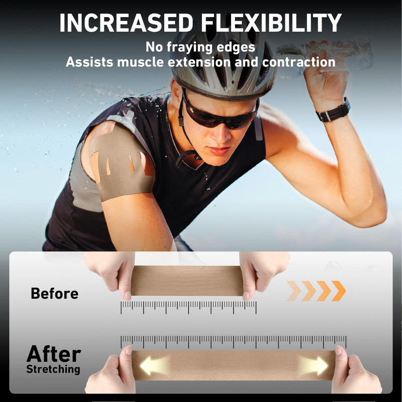 Precut Kinesiology Tape for Shoulder, KTQUICK 24 Pcs Sports Shoulder Tape, Original Cotton Waterproof & Breathable, Enhance Elastic Kinesiology Athletic Tape for Shoulder and Muscle Support - Skin 24PCS