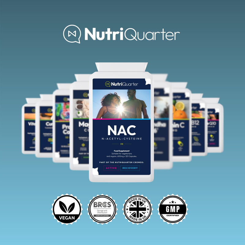 NAC | N-Acetyl Cysteine 600mg | High Strength Antioxidant & Liver Detox Support | Glutathione Precursor | Immune & Lung Support | 120 Capsules | UK Made | NutriQuarter