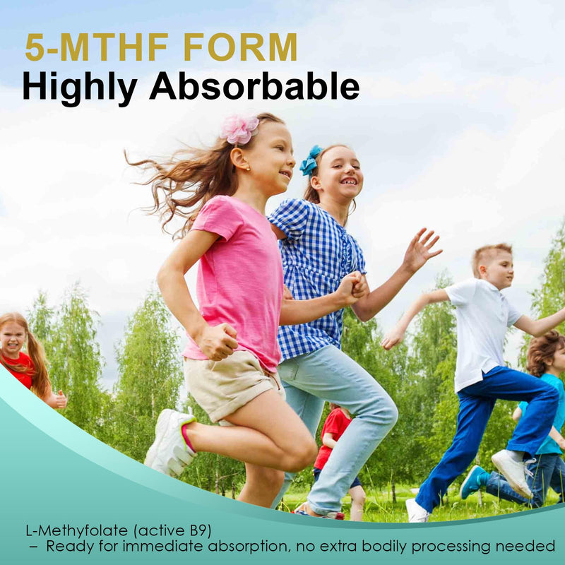 60ML Methylfolate for Kids | 5-MTHF Plus Methyl B12 with B6 (P5P) -Supplement Kids B12 Vitamin | Folinic Acid Alternative