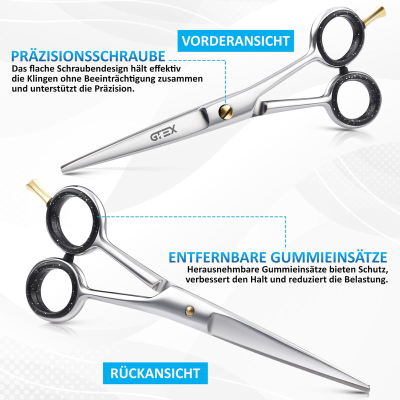 [Australia] - Hairdressing Scissors - Professional Hair Cutting Scissors - 6.5 Inch Premium Scissors Hair Cutting with Comb and Leather Case - Hair Scissors - Hair Scissors for Men, Women, Adults Beard Scissors Hair Scissors Silver 