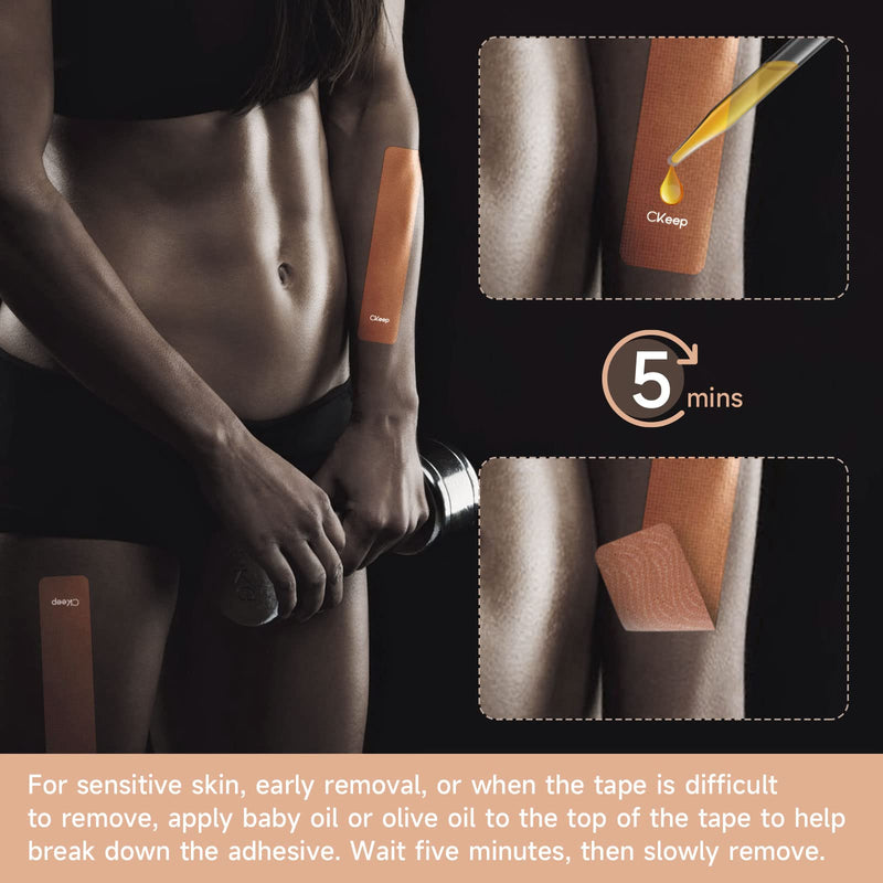 [Australia] - 4 Rolls Kinesiology Tape, Original Cotton Elastic Athletic Tape, 20 Precut 10" Strips Each, Beige, Ideal for Muscle Support & Injury Prevention 