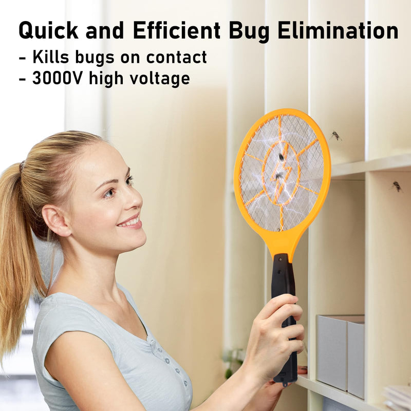 [Australia] - Electric Fly Swatter Handheld Bug Zapper - Indoor Outdoor Zapping Racket for Pest Mosquito & Flies - Battery Powered Safe to Touch with 3-Layer Safety Mesh, standard Size, Pack of 2 2 pcs 