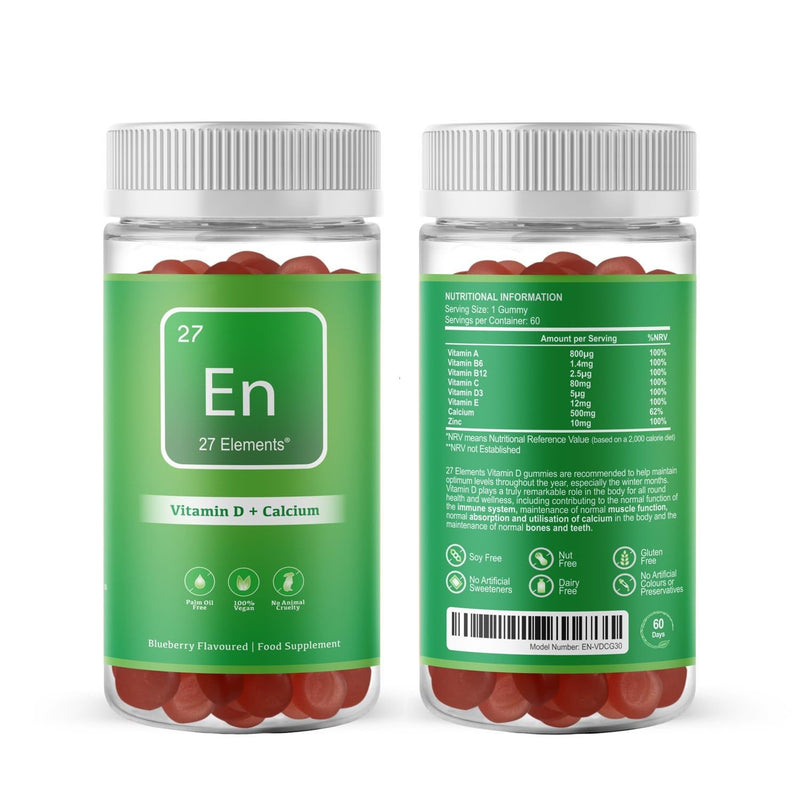 Vitamin D + Calcium Multivitamin Gummies | 60 Gluten Free & Palm Oil Free Vegan Gummies - One Month Supply | Vitamin D = 200% NRV | Chewable Gummy Vitamins for Adults & Children | Made in the UK