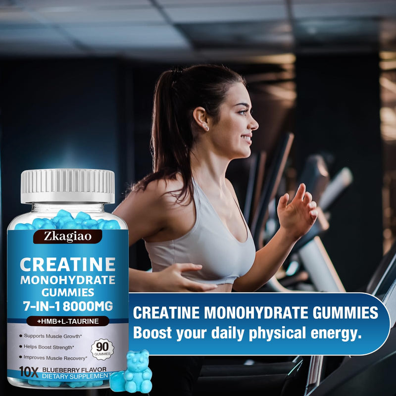 2 Packs Creatine HMB Monohydrate Gummies for Men & Women, with L-Taurine, Vitamin B6 12, Muscle Boosting, Energy Support, Blueberry Flavor, 180 Counts 60 Days Supply 2 Packs