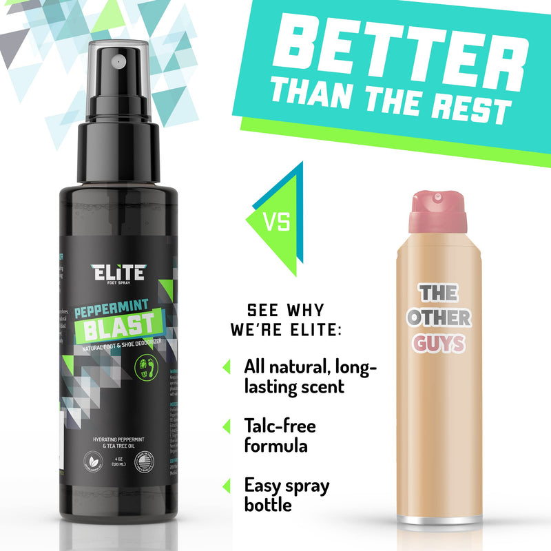 Elite Sportz Shoe Deodorizer (800+ Sprays) - Foot Spray and Shoe Odor Eliminator - No More Smelly Shoes or Stinky Feet with our Peppermint Shoe Freshener - Small Gift for Men & Women