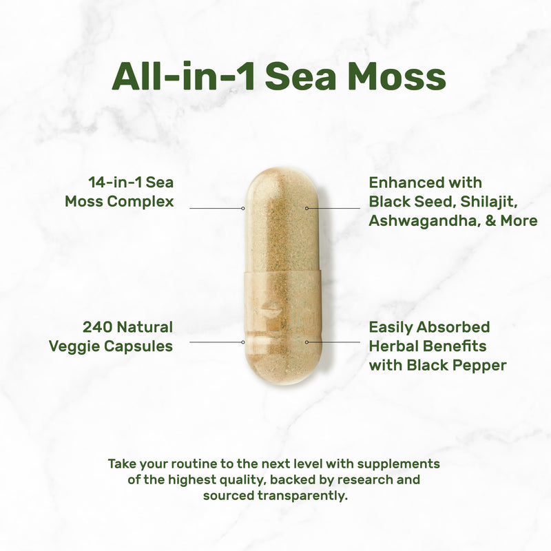 [Australia] - DEAL SUPPLEMENT Irish Sea Moss 7000mg Per Serving, 240 Veggie Capsules ‚Äì 14 Superfood Complex ‚Äì 3000mg Black Seed Oil, 2000mg Ashwagandha, 600mg Ginger 