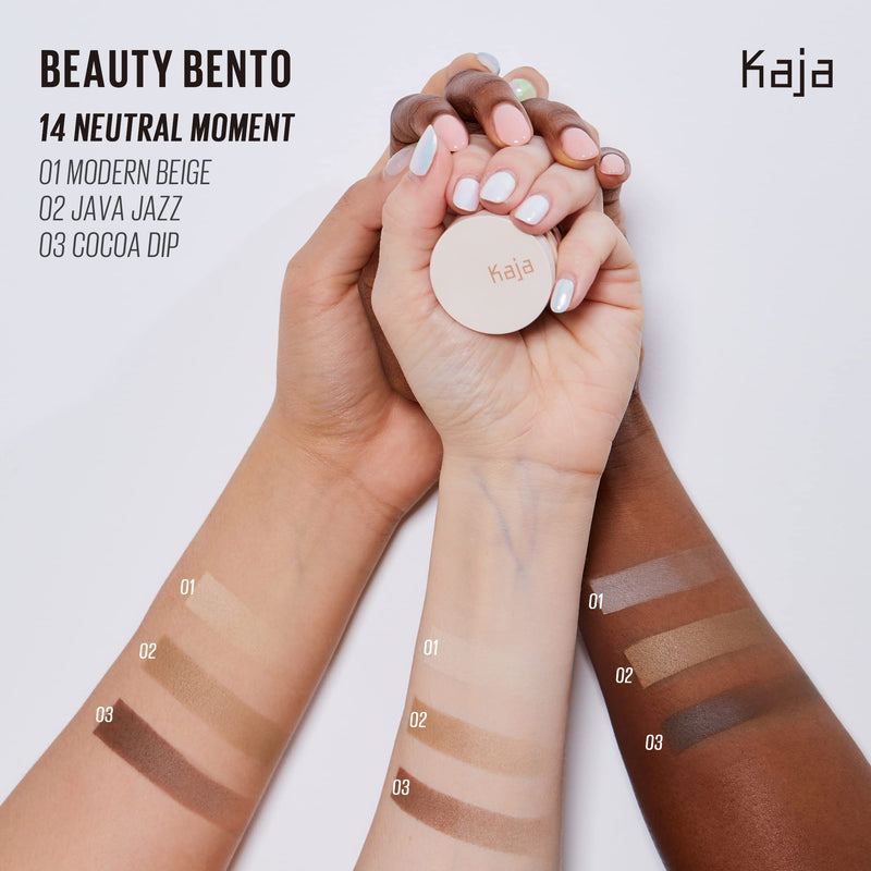 [Australia] - Kaja Lip & Blush Glazed Keychain Stain - Jelly Charm 01 Cherry Spritz + Beauty Bento Collection - Bouncy Eyeshadow Trio 14 Neutral Moment, 0.03 Oz Bundle 