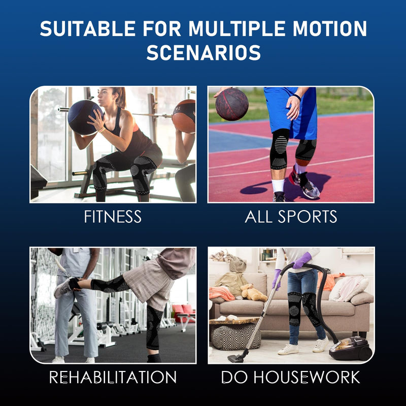 [Australia] - Pack of 2 non-slip knee bandage set, athletics knee bandage, breathable knee compression bandage, and supportive knee bandages, knee bandage for men/women, for running, jogging, sports, basketball (M) 