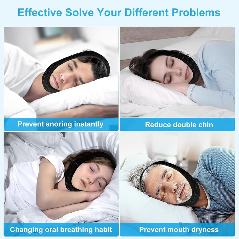 [Australia] - Snoring Chin Strap for Users,Anti Snoring Chin Strap for Sleeping, 2 Pack Adjustable Jaw Support Strap to Keep Mouth Closed, Snoring for Men Women, Comfort Fit Nighttime Sleeping Aid 2pack Black+grey 