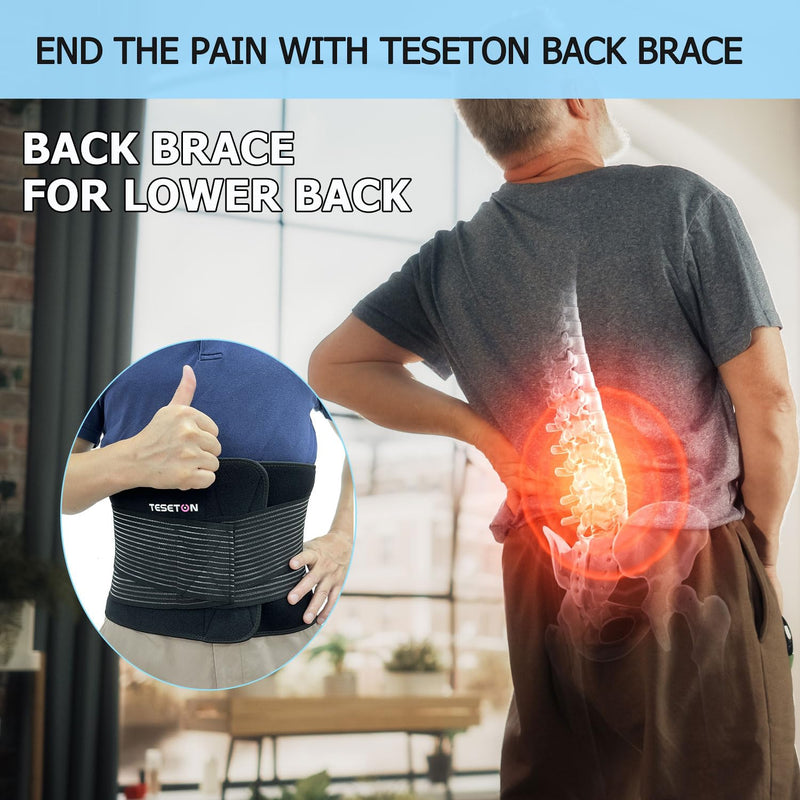 [Australia] - Back Brace for Men and Women Lower Back, Lumbar Support Belt Relieve Lower Back Pain with 8 Reinforce Bones,Scoliosis, Sciatica,Herniated Disc,Back Brace for Lifting at Work&Workout Sports 03 Black L Large 
