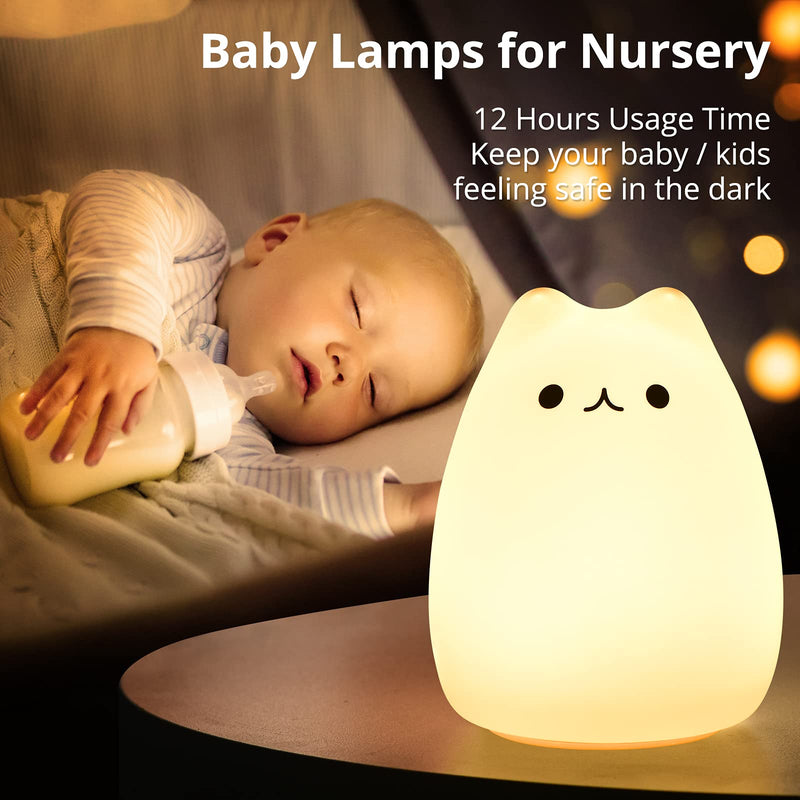 [Australia] - GoLine Cat Lamp, Cute Kitty Night Light, Gifts for Women Teen Girls Baby, Night Lights for Kids Bedroom, Cute Christmas Kitty Silicone Nightlights for Children Toddler. Celebrity Cat 6 Inch Tap 