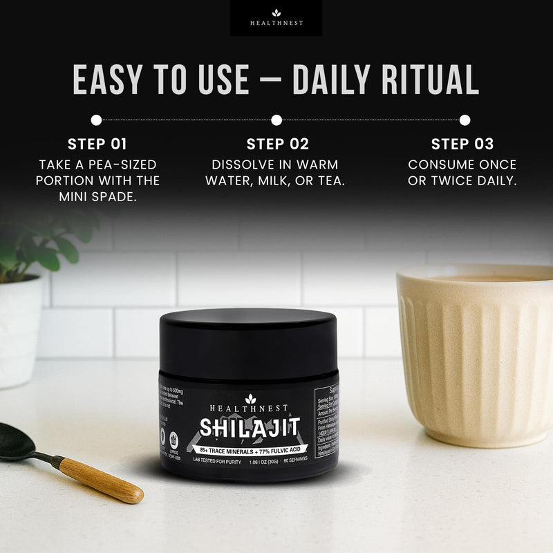 Shilajit Resin | 30g Himalayan Dietary Supplement | 85+ Trace Minerals & 77% Fulvic Acid | Vegan | Lab Tested for Purity | Natural Pure Form | 60 Servings