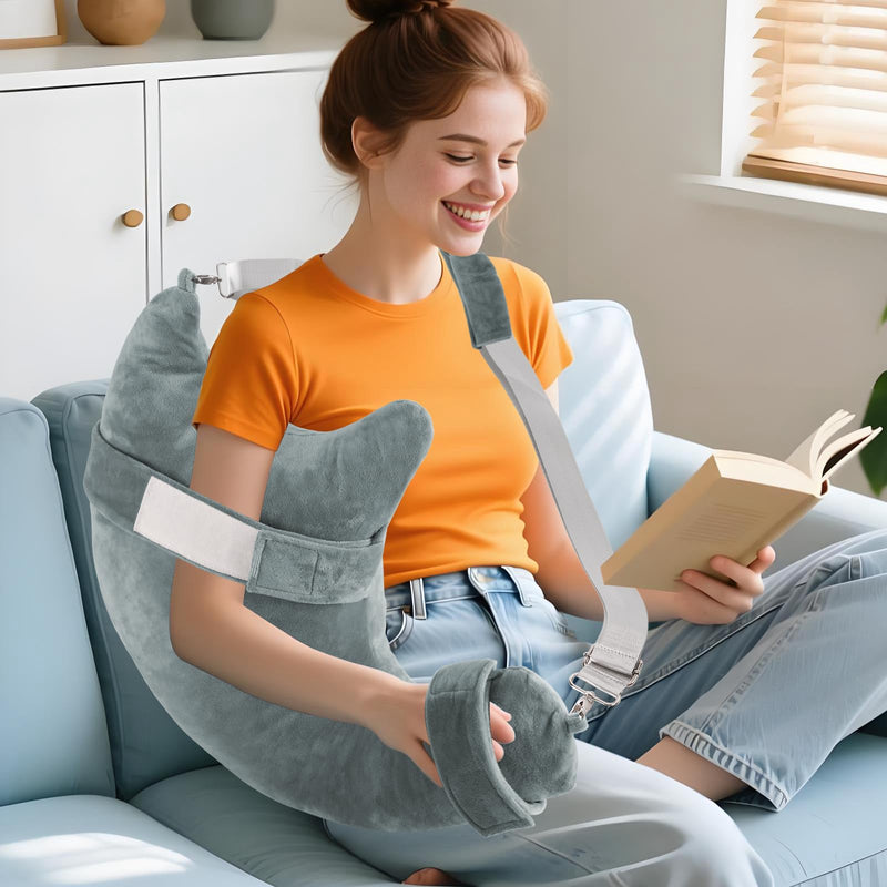 [Australia] - Shoulder Surgery Pillow Rotator Cuff Pillow with Strap Arm Pillow Shoulder Pillow for Shoulder Pain Arm Pillows for Adults After Surgery Rotator Cuff Surgery Recovery Pillow Grey L Large 
