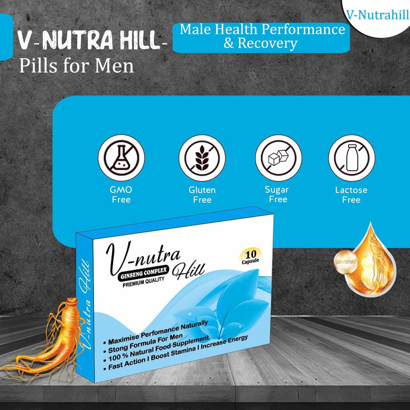 Super Extra-Strong Blue Ginseng & Herbal Food Supplement for Men – Powerful, Fast-Acting Natural Formula – Supports Vitality, Energy, Stamina & Overall Male Health – 10 Capsules