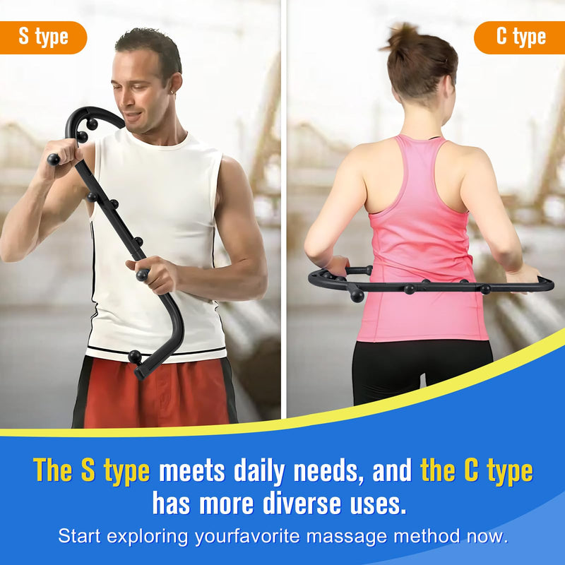 [Australia] - Trigger Point Massage Tool,Two Shapes Handheld Back and Neck Massager for Pain Relief,Muscle Release Tool Manual Massage Hook Back Neck Shoulder Massager Black - Gift for Women & Men 